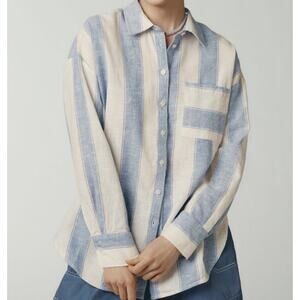 Anthropologie Maeve Womens Medium The Bennet Linen Button down Shirt